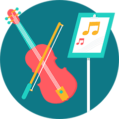 Cello and music stand with sheet music. Take Note offers in-home music lessons and singing lessons in Brooklyn, Manhattan, Queens and Westchester County.